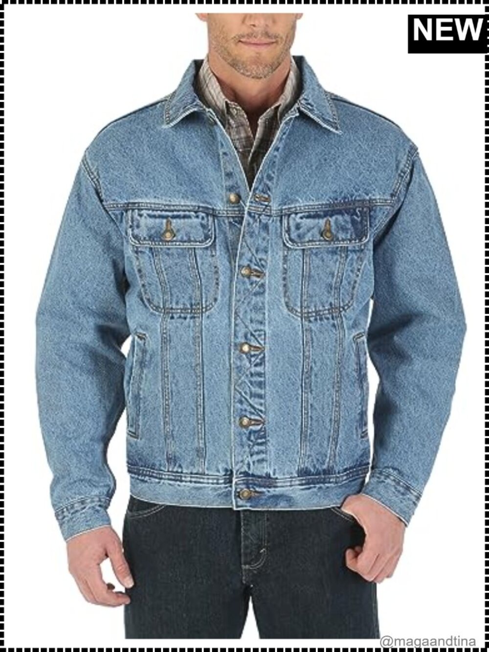 Rugged Wear Unlined Denim Jacket 100% Cotton Button Front Chest Pockets